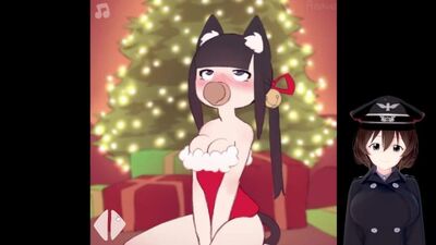 Получение минет от рождественской Catgirl