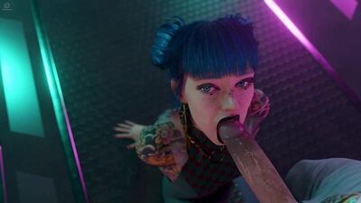 Cheri Nowlin - NSFW; oral sex; minet; blowjob; deepthroat; facefuck; 3D sex porno hentai; [Cyberpunk 2077]